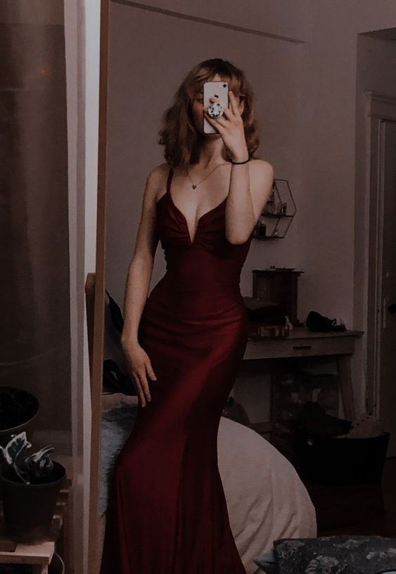 Modest Mermaid Burgundy Prom Dress 22Th Birthday Outfit Main image