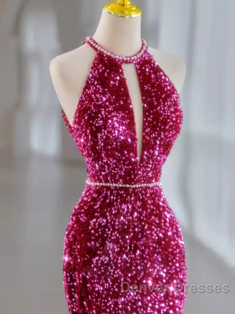 Modest Mermaid Long Sleeveless Sequin Prom Dress Secondary image