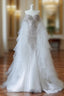 Modest Mermaid Off The Shoulder White Tulle Long Wedding Dress Brides Dress Ss3843