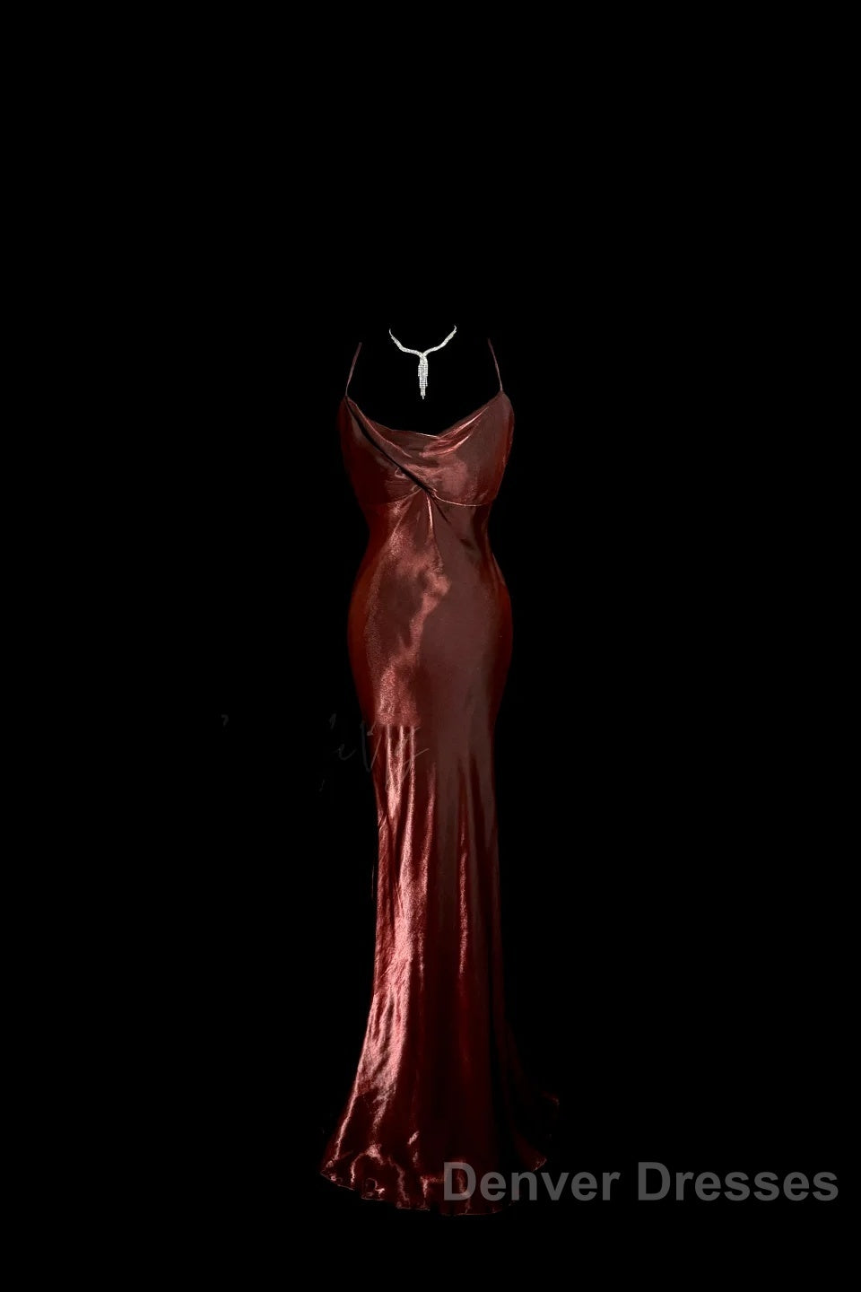 Modest Mermaid Spaghetti Straps Burgundy Prom Dress Ruffle Long Party Dress Secondary image