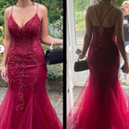 Modest Mermaid Spaghetti Straps Burgundy Sequin Formal Gown 23Rd Birthday Dress Prom Dress 20Th Birthday Outfits