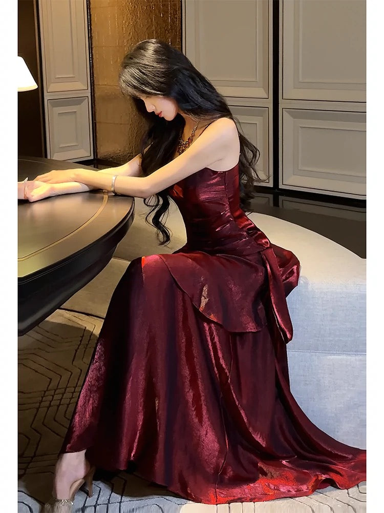Modest Mermaid Spaghetti Straps Long Prom Dress Birthday Party Dress Evening Gowns