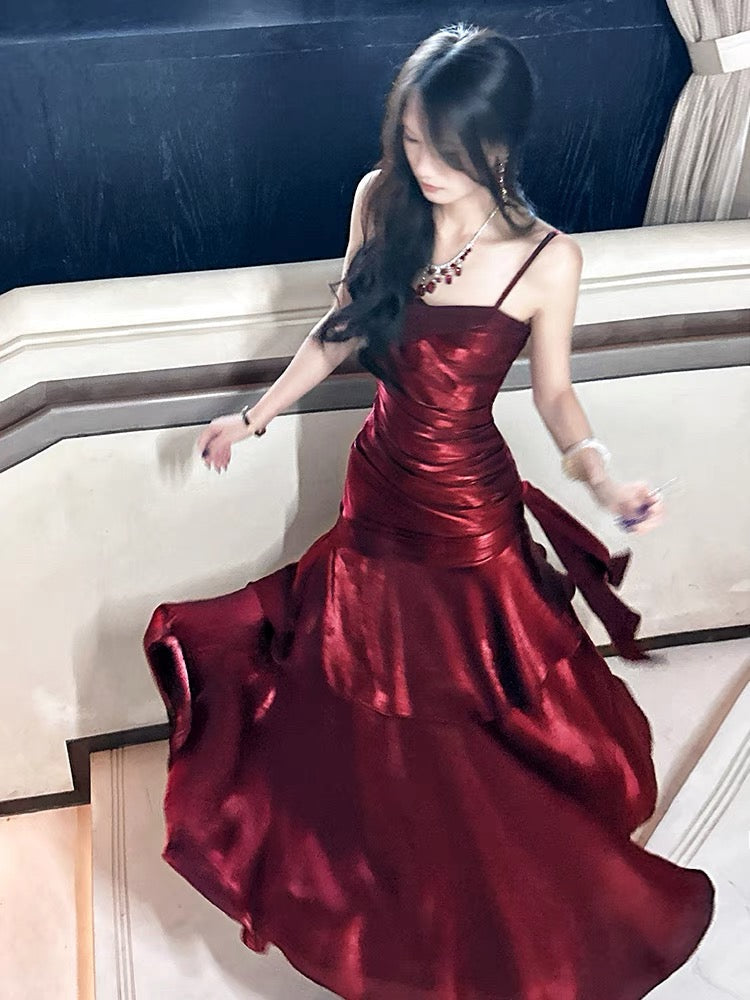 Modest Mermaid Spaghetti Straps Long Prom Dress Birthday Party Dress Evening Gowns Main image