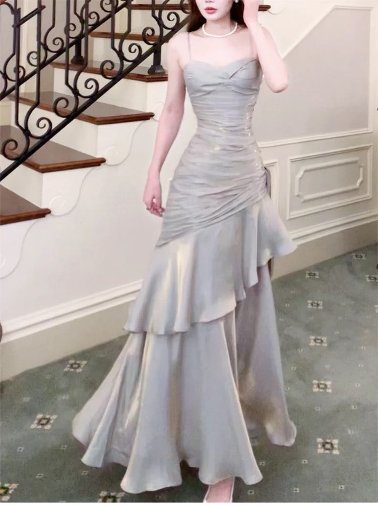 Modest Mermaid Spaghetti Straps Long Prom Dresses Birthday Party Dress Evening Gowns Secondary image