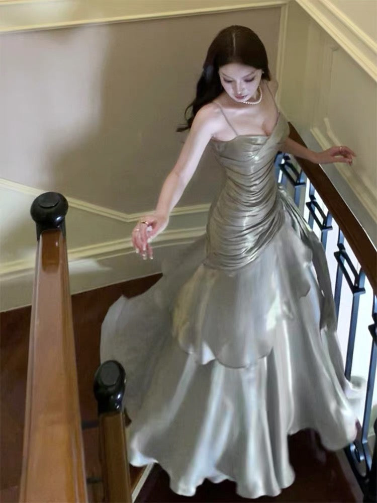 Modest Mermaid Spaghetti Straps Long Prom Dresses Birthday Party Dress Evening Gowns Main image