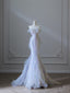 Modest Mermaid Strapless Tulle Flowers Evening Dress Long Prom Dress