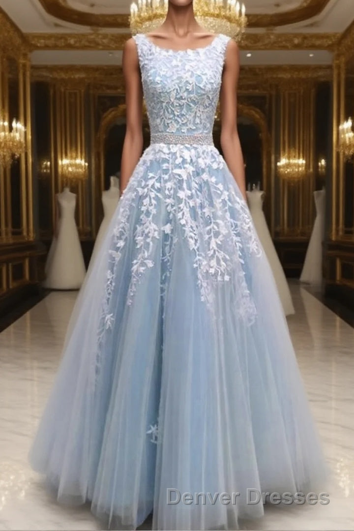 Modest Prom Dress Tulle Cap Sleeves Lace Embroidery Main image