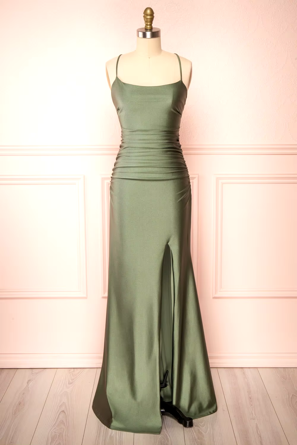 Modest Sheath Olive Green Backless Long Prom Dress Formal Graduation Party Dress Evening Dress