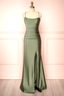 Modest Sheath Olive Green Backless Long Prom Dress Formal Graduation Party Dress Evening Dress