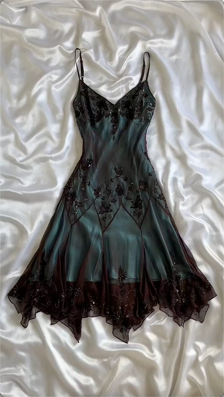 Modest Sheath Spaghetti Straps Chiffon Prom Dress Evening Dress With Beads Main image