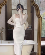 Modest Sheath White Straps Birthday Dresses 21Th Birthday Outfit