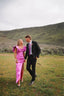Modest Square Neckline Pink Long Prom Dress Evening Gown