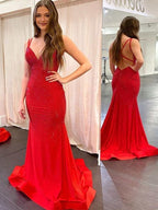 Modest Trendy Mermaid Spaghetti Straps Navy Blue Sequins Prom Dress Style Long Senior High School Dance Party Dress