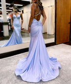 Modest Trendy Mermaid Spaghetti Straps Navy Blue Sequins Prom Dress Style Long Senior High School Dance Party Dress
