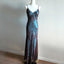 Vintage-Inspired Evening Dress ©µ Blue Satin Spaghetti Straps Coffee Chiffon Long Prom Dress With Beading