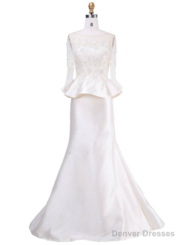 Mother of the bride dresses Sleeves Crystal Beading Lace Mermaid Prom Dresses Main image