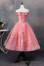 A-line Off-Shoulder Short Prom Dress Appliques Sweet 16 Gown