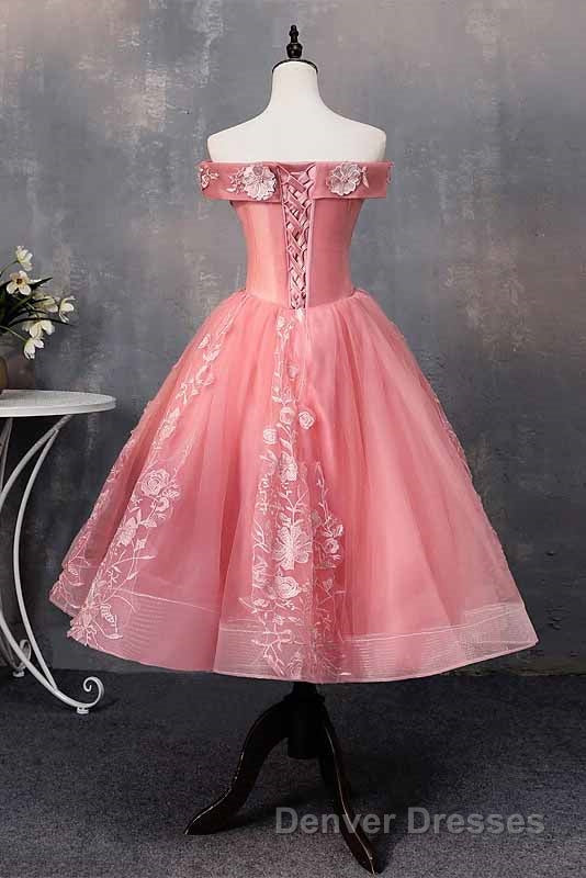 A-line Off-Shoulder Short Prom Dress Appliques Sweet 16 Gown