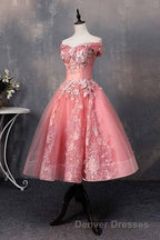 A-line Off-Shoulder Short Prom Dress Appliques Sweet 16 Gown