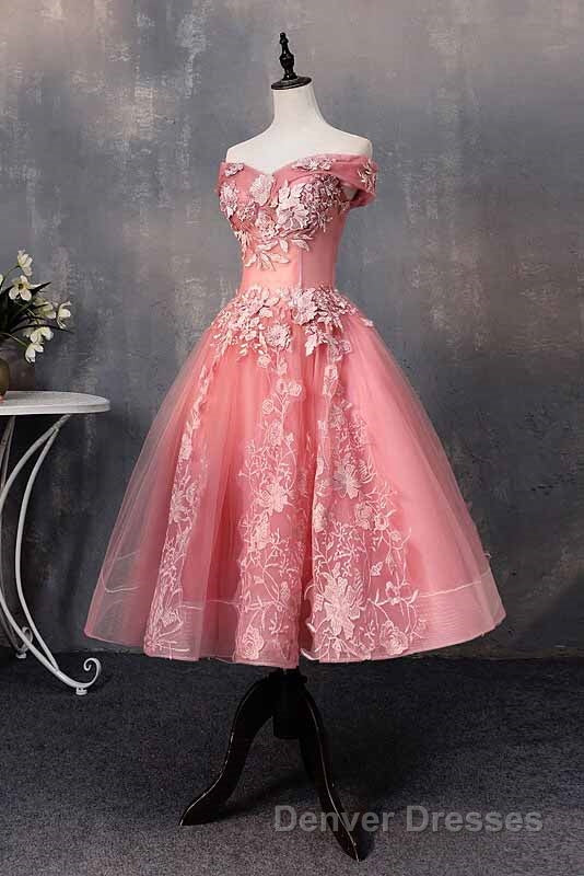 A-line Off-Shoulder Short Prom Dress Appliques Sweet 16 Gown