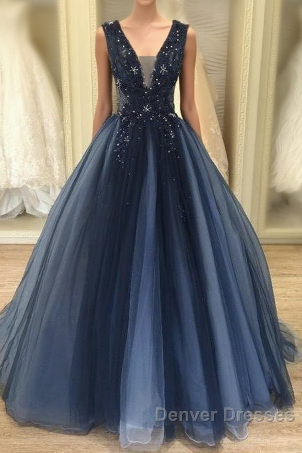 Navy Ball Gown Wedding Dress Prom Gown Main image