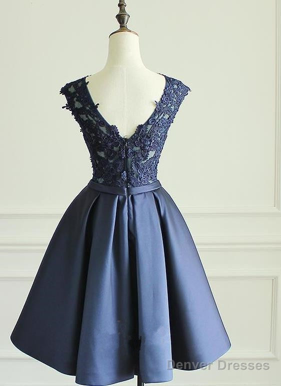 Navy Blue Knee Length Homecoming Dresses, Short Graduation Dress For Party, Prom Dress Secondary image