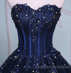 Navy Blue Lace Applique Tulle Long Party Dress Formal Gown Off Shoulder Floor Length Prom Dress
