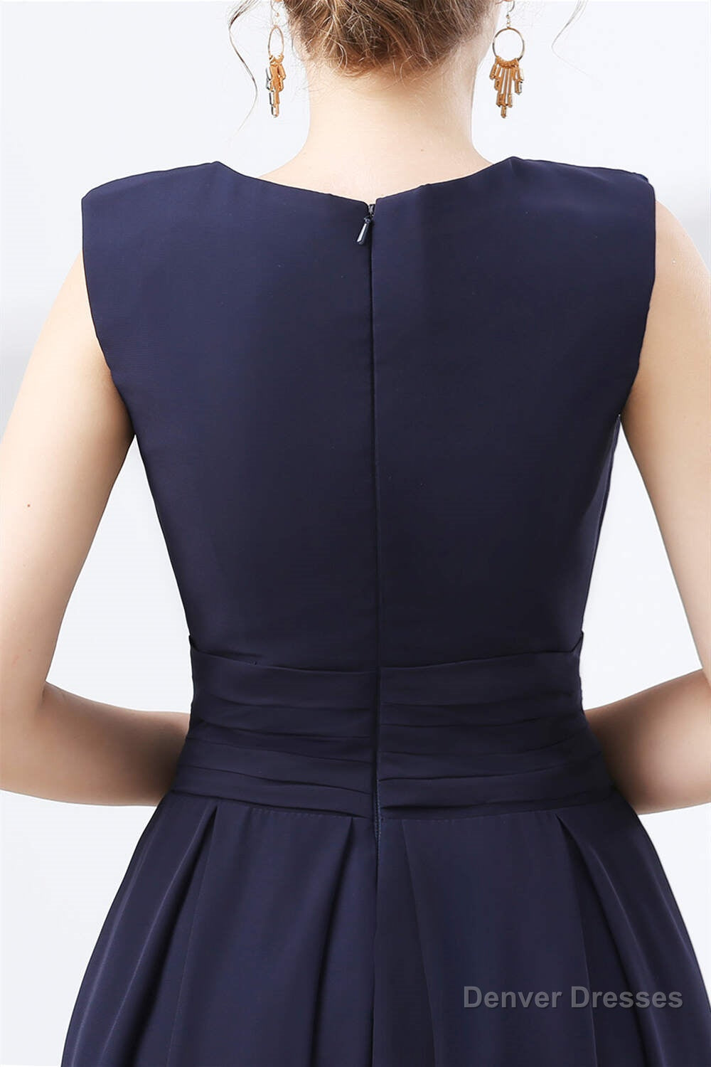 Lace Beaded Sleeveless A Line Chiffon Bridesmaid Dresses