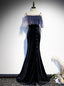 Navy Blue Mermaid Spaghetti Straps Prom Dress