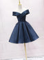 Navy Blue Satin Homecoming Dress Party Dress Sweetheart Prom Dress prom dresses shops