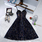 Navy Blue Sequin Hoco Dress Short Homecoming Dresses