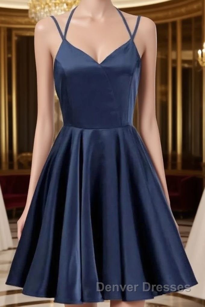 Navy Blue Short Prom Dress Juniors Homecoming Dress Main image