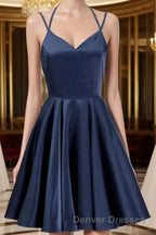 Navy Blue Short Prom Dress Juniors Homecoming Dress