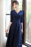 Navy Blue Simple V-Neckline Wedding Party Dresses, Blue Bridesmaid Dresses