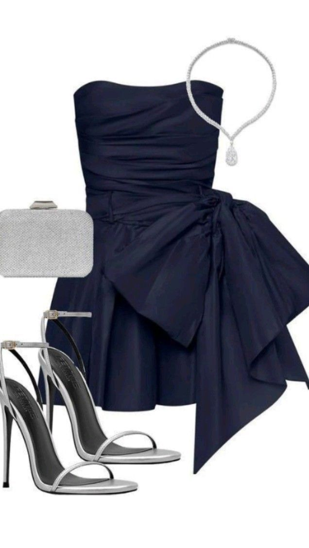 Vintage Navy Blue Strapless Bowkont Short Party Dress Homecoming Dress Secondary image