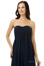 Navy Blue Sweetheart Chiffon With Pleats Bridesmaid Dresses
