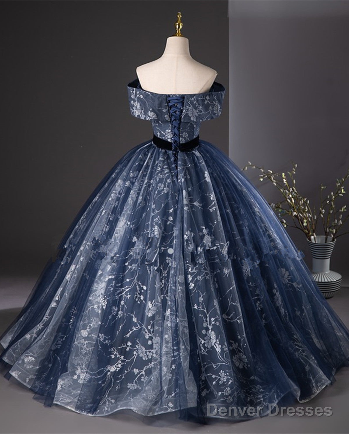 Navy Blue Sweetheart Long Formal Dress, Navy Blue Sweet 16 Dress Secondary image