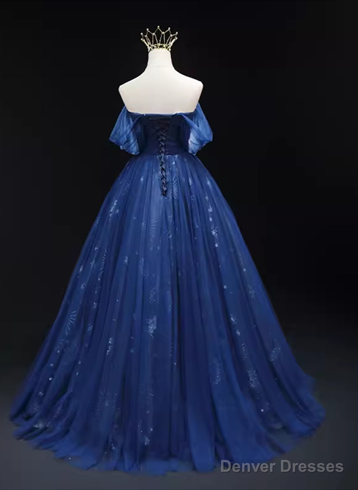 Navy Blue Tulle Sweetheart A-line Prom Dress Party Dress, Navy Blue Floor Length Evening Dress Secondary image