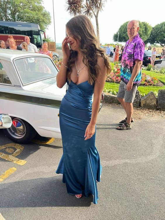 Navy Blue V-Neck Long Prom Dress Long Party Dress Main image