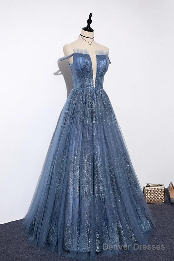 New Arrival Sequins Tulle Off-The-Shoulder Floor Length Evening Dress Secondary image