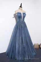 New Arrival Sequins Tulle Off-The-Shoulder Floor Length Evening Dress