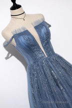 New Arrival Sequins Tulle Off-The-Shoulder Floor Length Evening Dress