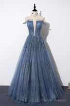 New Arrival Sequins Tulle Off-The-Shoulder Floor Length Evening Dress