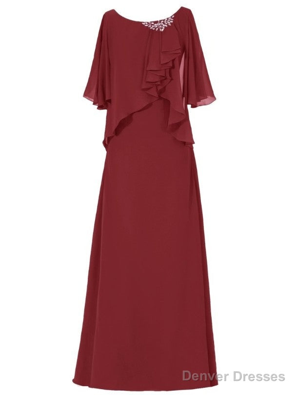 New arrivals Scoop Neck Rhinestone Chiffon Floor-Length Mother of the Bride Dress Main image