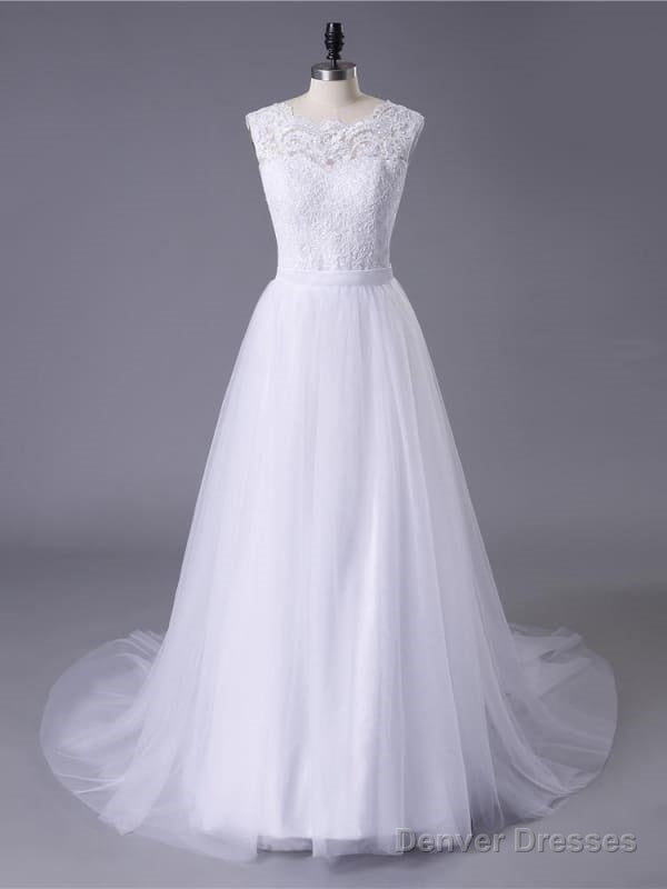New Lace O-Neck Lace Tulle Boho Wedding Dresses