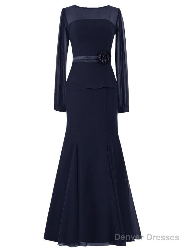 New Mermaid Long Sleeves Ribbon Trumpet Mother of the Bride Dress Main image