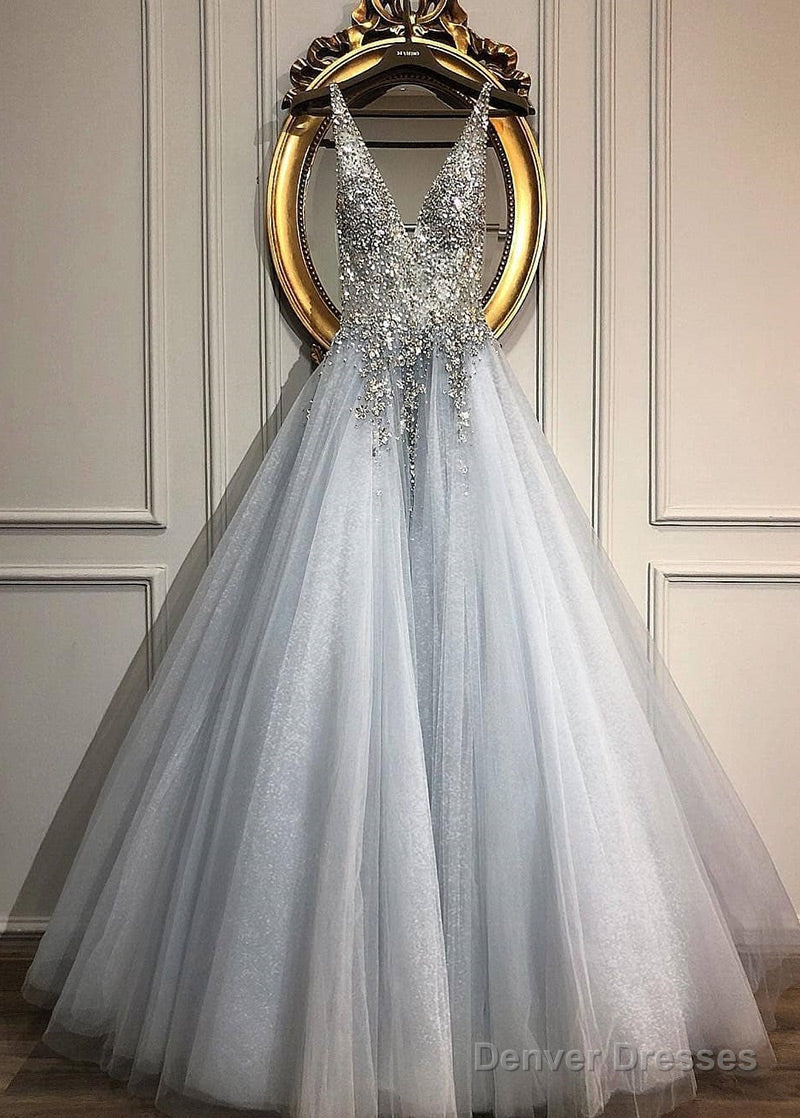 New!  Tulle V-Neck A-Line Wedding Dresses With Beadings Secondary image