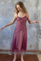 NiceVestidos--Pink Beaded Mid-Length Homecoming Dress Prom Dress