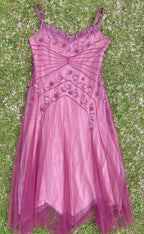 NiceVestidos--Pink Beaded Mid-Length Homecoming Dress Prom Dress