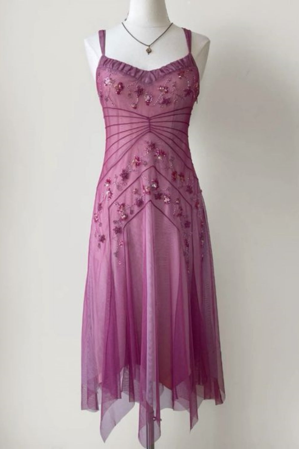 NiceVestidos--Pink Beaded Mid-Length Homecoming Dress Prom Dress Main image